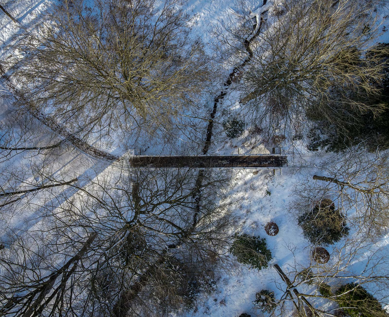 Fugleperspektiv Bedstemors Bro Drone Vinter Sne
