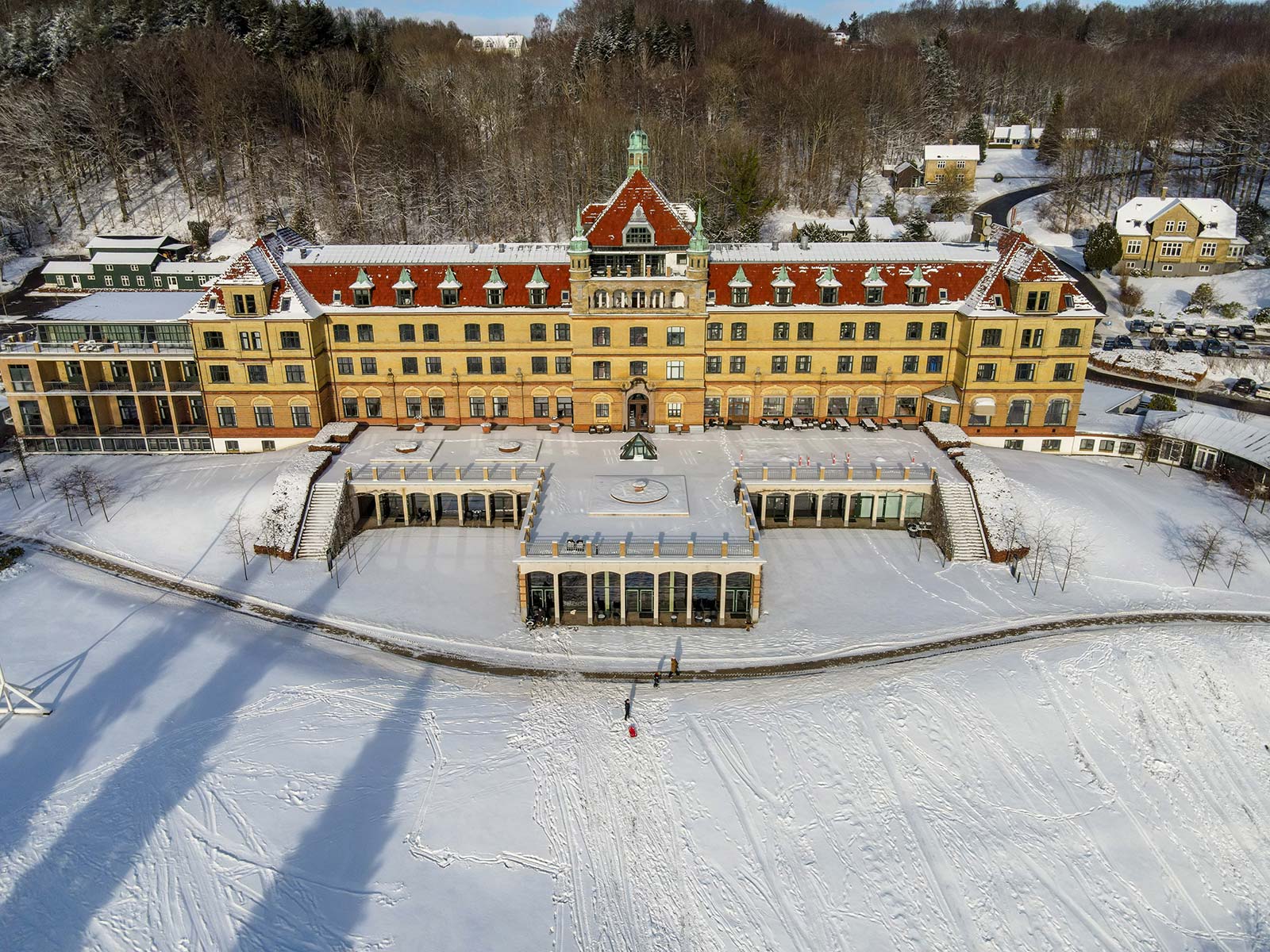 Hotel Vejlefjord Terrasse Drone Sne Vinter