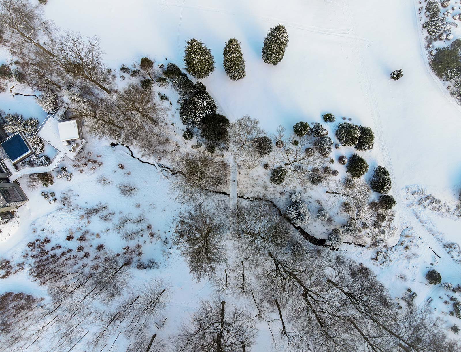 Vinterlandskab Med Spa Drone Park Vejlefjord
